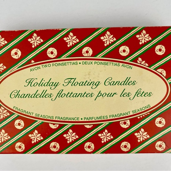 AVON 1983 Christmas Poinsettia Floating Candles Set of 2 Fragrant Seasons NOS - Picture 2 of 8